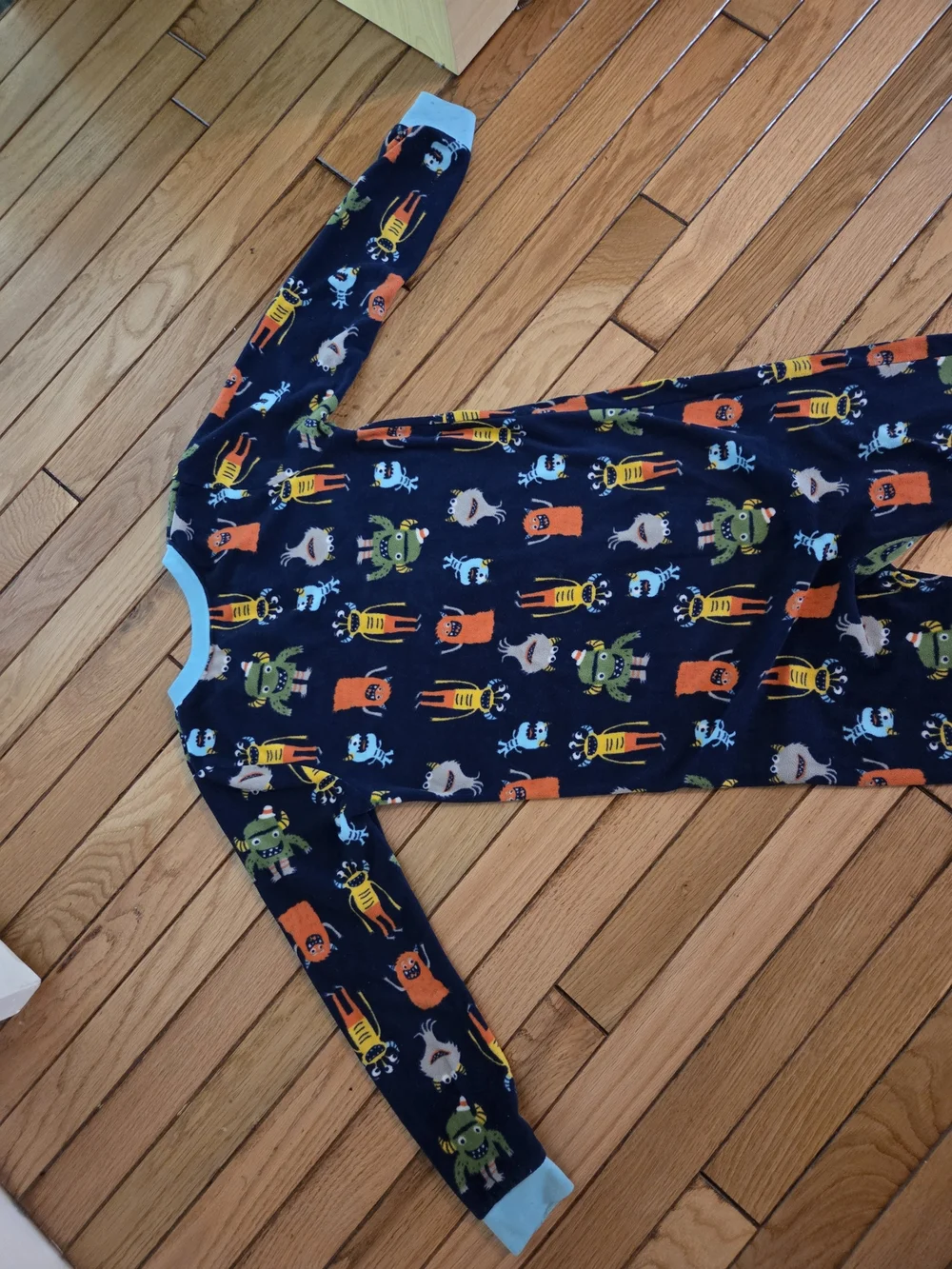 Carters- Kids Navy Monster Print Footed One-Piece Pajamas